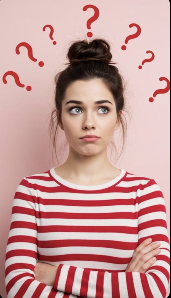 Thinking girl about questions 